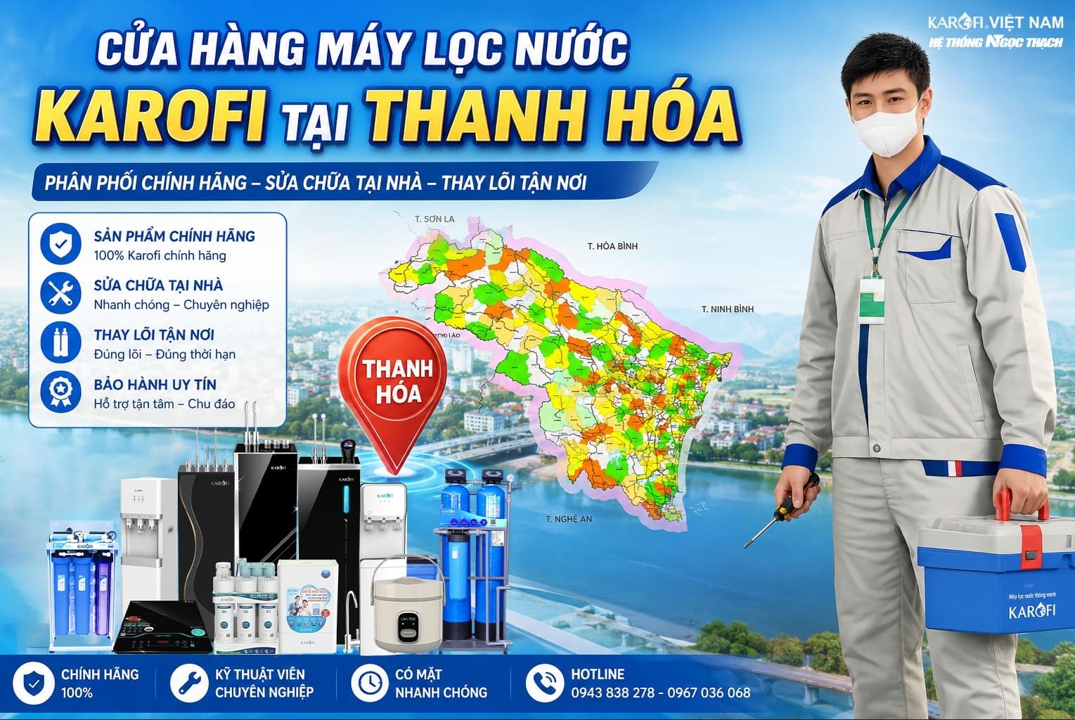 Cửa hàng máy lọc nước karofi tại Thanh Hóa phân phối và sửa chữa chính hãng