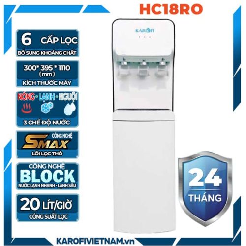 Cây nước nóng lạnh tích hợp lọc nước RO Karofi HC18RO