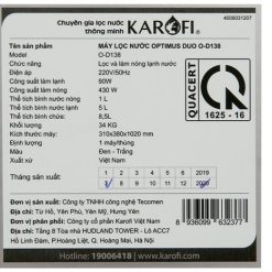 Máy lọc nước Karofi Optimus Duo O-D138 - 2 vòi 3 chế độ nước