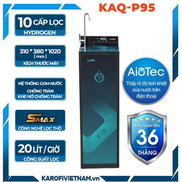 Máy lọc nước Karofi KAQ-P95 - thông minh 10 lõi Hydrogen