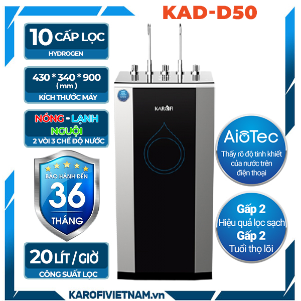 Máy lọc nước Nóng Lạnh Karofi KAD-D50 - 10 lõi Nóng Lạnh Wifi
