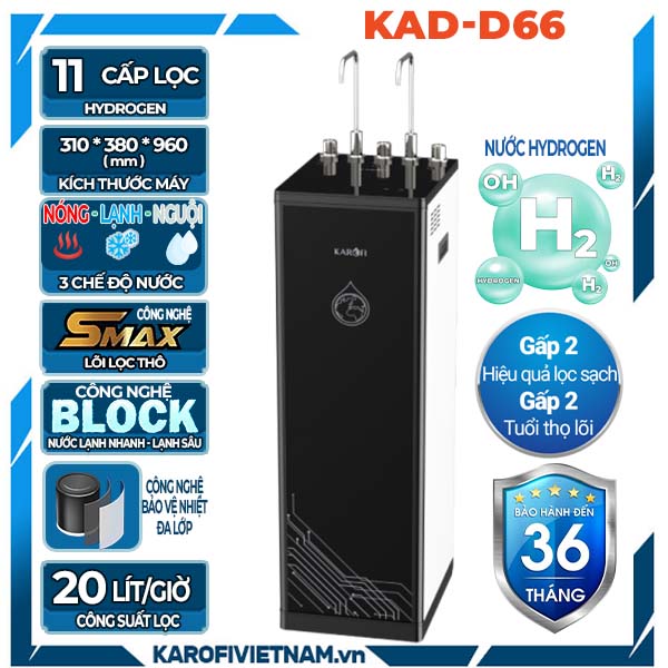 Máy lọc nước nóng lạnh Karofi KAD-D66