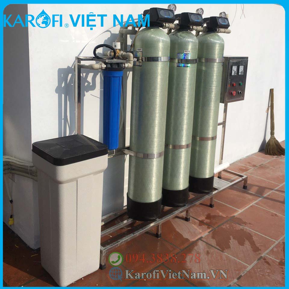 KAROFI VIỆT NAM lắp Máy lọc nước đầu nguồn Karofi KTF-333C – Cột FRP trên sân thượng nhà Anh Phúc ở Đông Anh