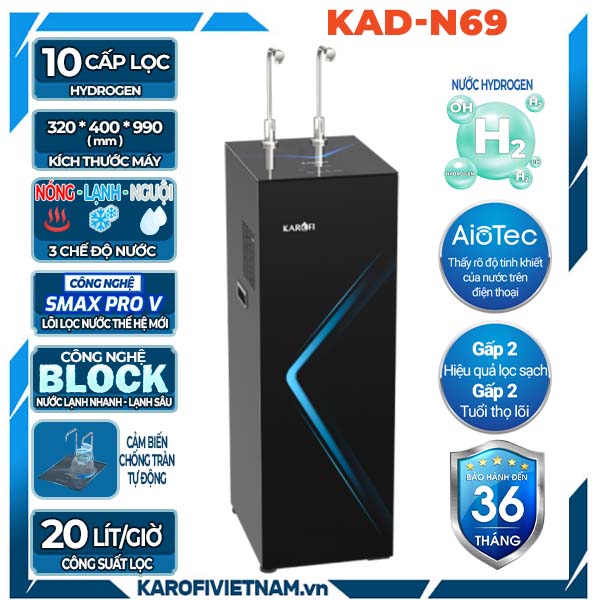 Máy lọc nước nóng lạnh Karofi KAD-N69