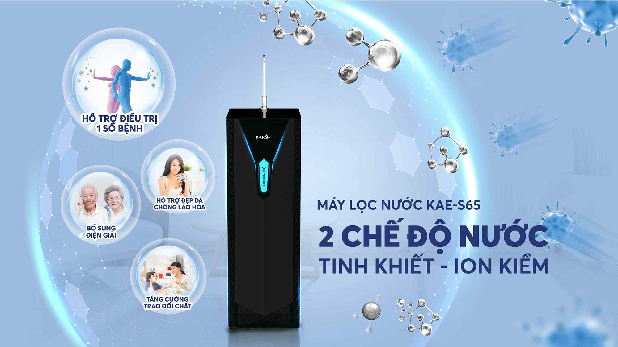 Máy lọc nước ion kiềm Karofi KAE-S65