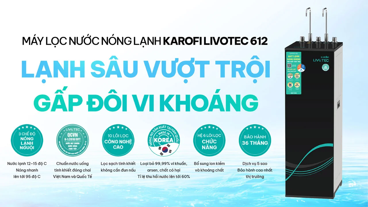 Máy lọc nước nóng lạnh Karofi Livotec 612