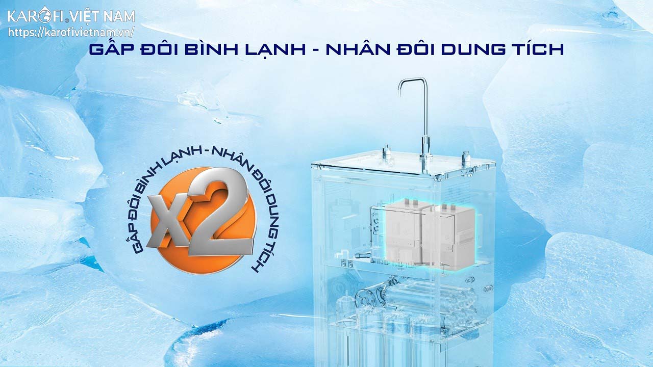 Karofivietnam.vn - máy lọc nước nóng lạnh Karofi D59 - Gấp đôi dung tích bình lạnh