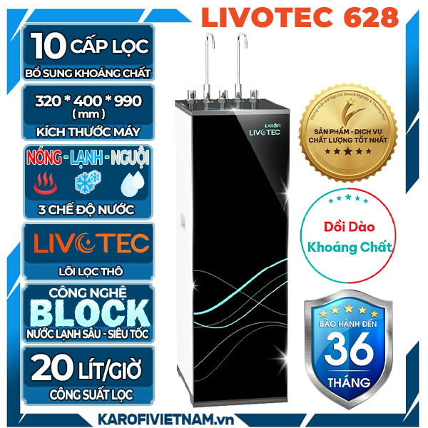Máy lọc nước nóng lạnh Karofi Livotec 628