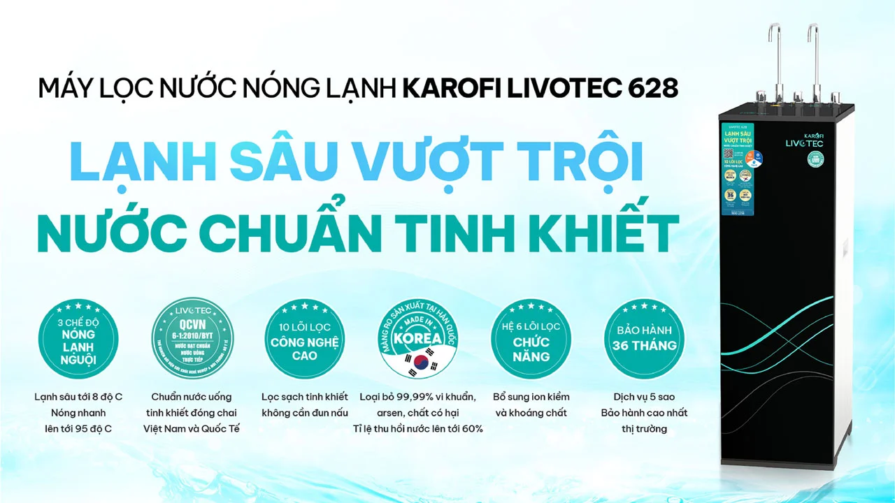 Máy lọc nước nóng lạnh Karofi Livotec 628