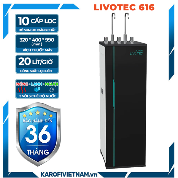Máy lọc nước nóng lạnh Karofi Livotec 616