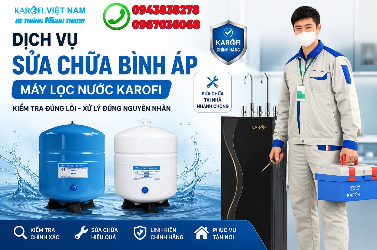 Các dịch vụ sửa chữa bình áp máy lọc nước Karofi