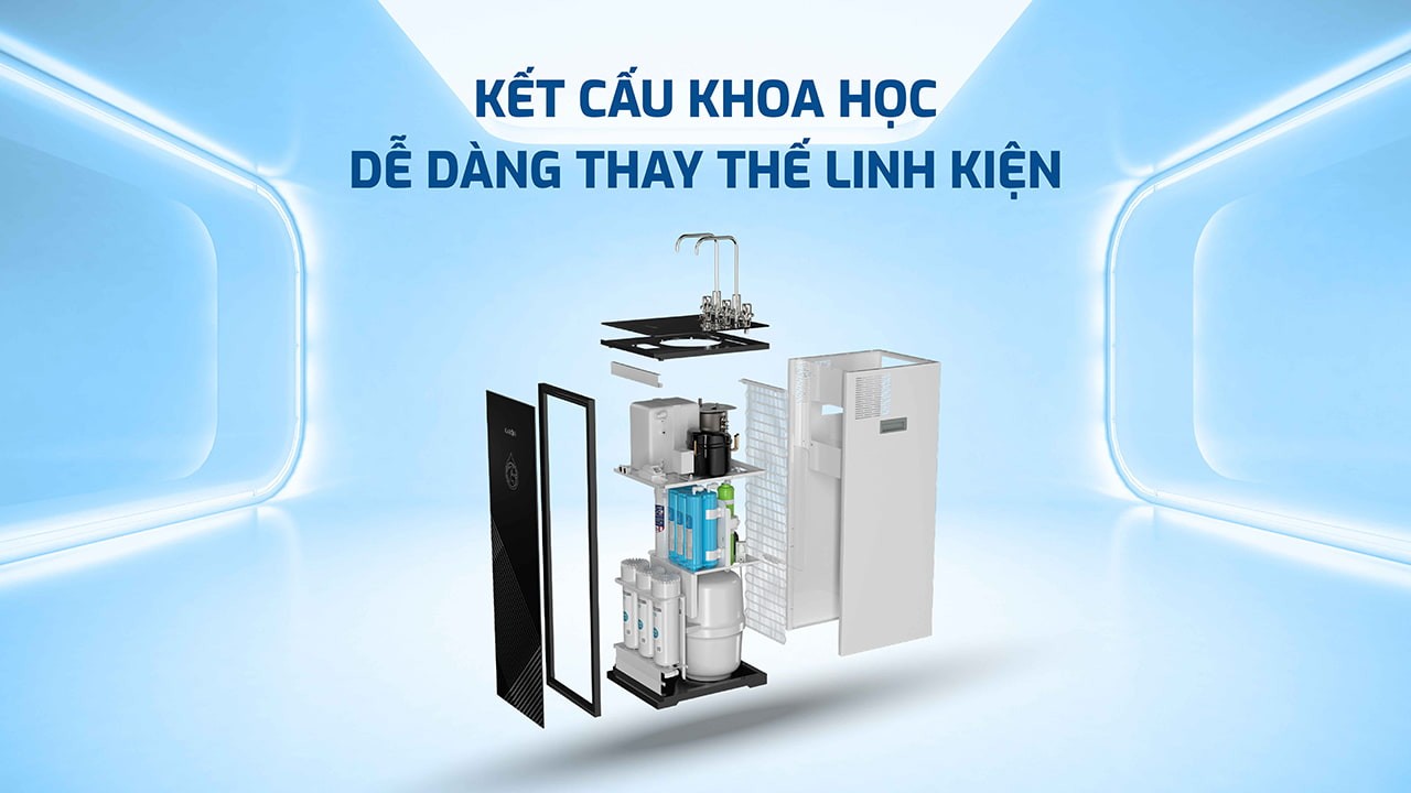 Máy lọc nước nóng lạnh Karofi KAD-R35 - Kết cấu khoa học dễ thay thế, thiết kế nhỏ gọn tinh tế