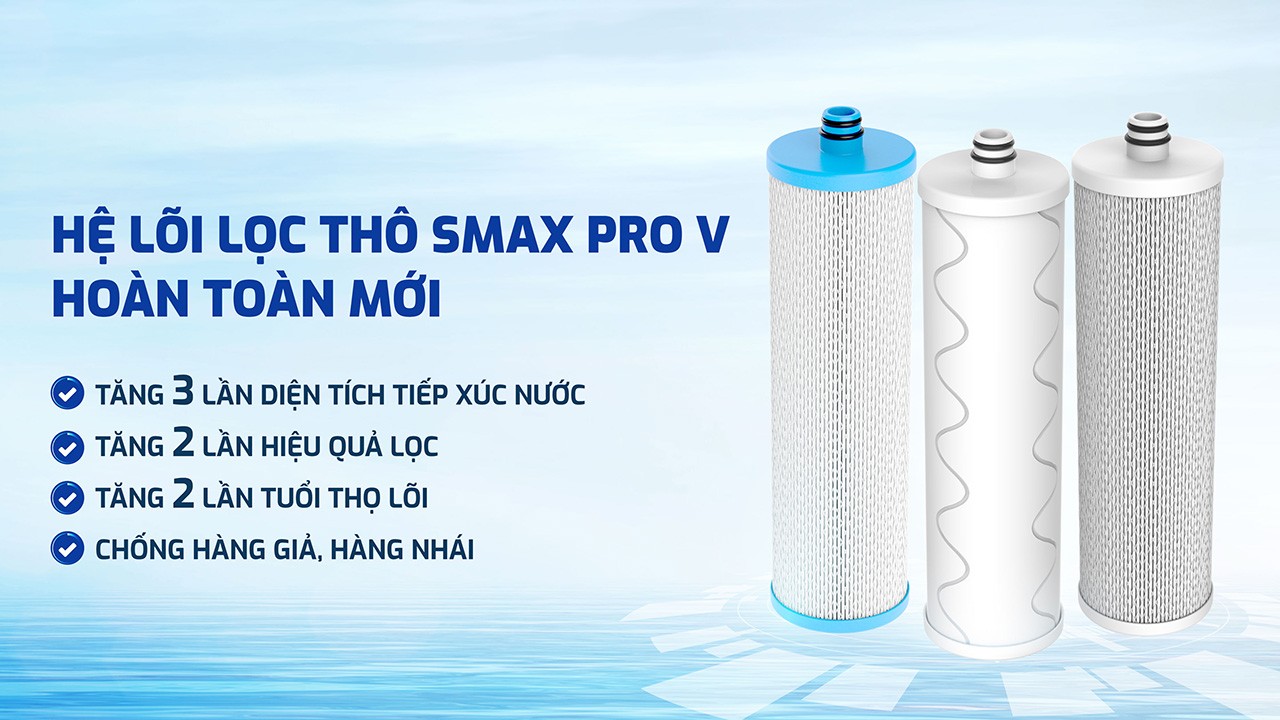 Máy lọc nước Karofi KAQ-U03 Pro - HỆ LÕI LỌC THÔ SMAX PRO V 1,2,3 HOÀN TOÀN MỚI
