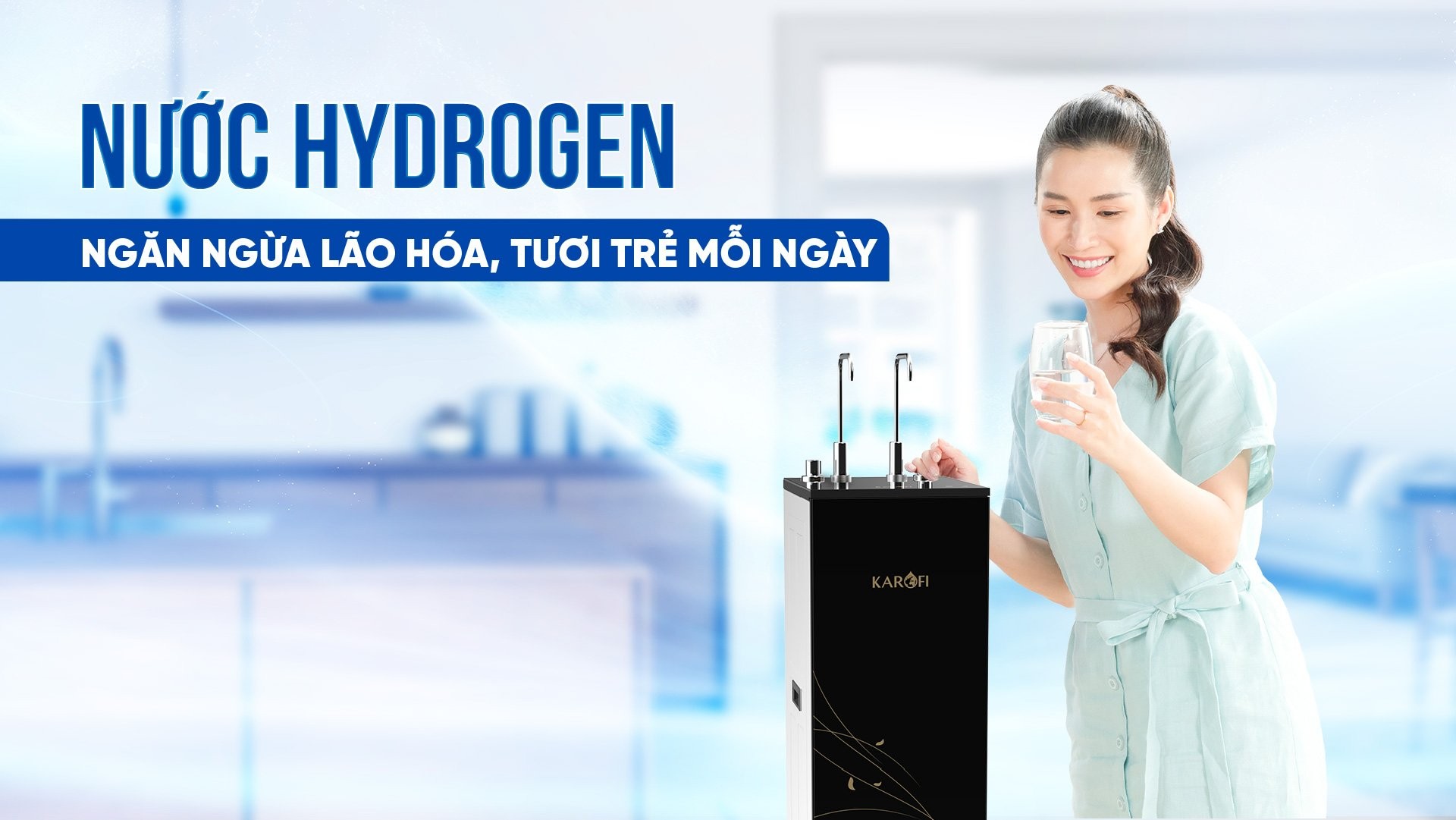 Máy lọc nước nóng lạnh Karofi KHY-TN86 - Chế độ nước Hydrogen: Ngăn ngừa lão hóa, tươi trẻ mỗi ngày