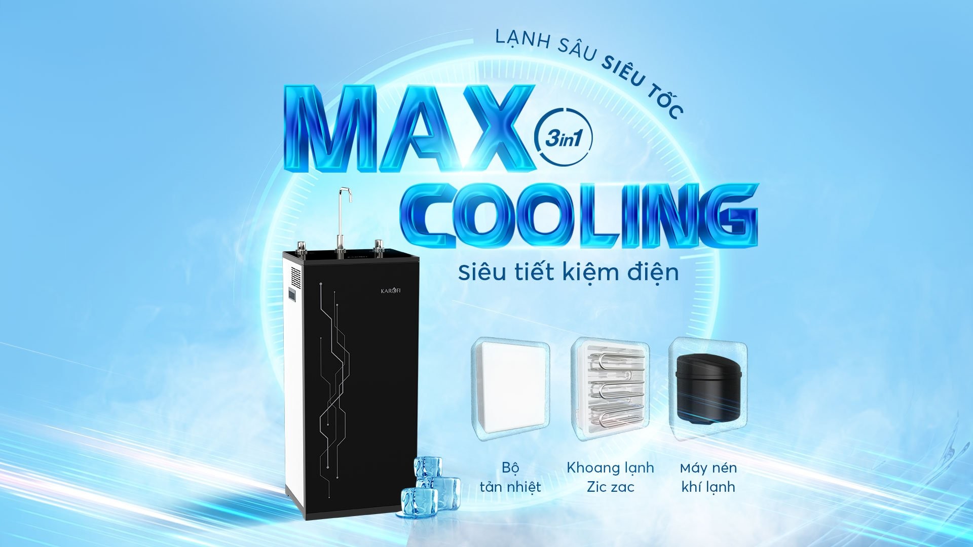 Máy lọc nước nóng lạnh Karofi KAD-I55P - CÔNG NGHỆ MAX COOLING 3IN1
