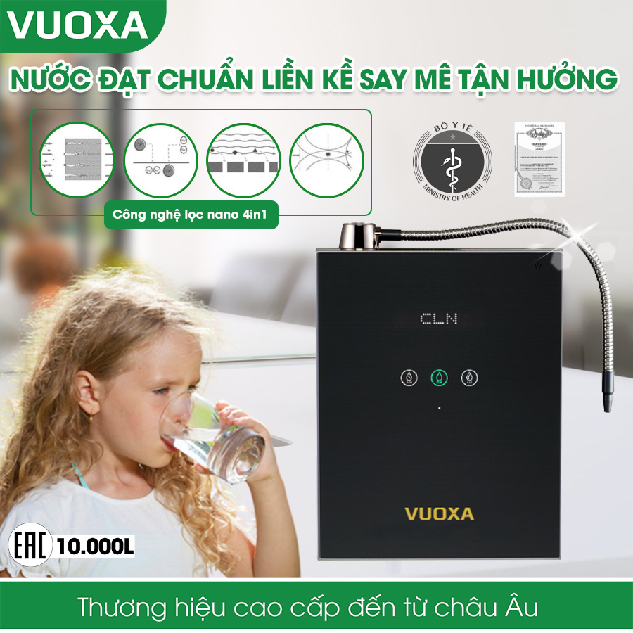 Máy lọc nước ion kiềm vuoxa i5000 tích hợp công nghệ lọc nano