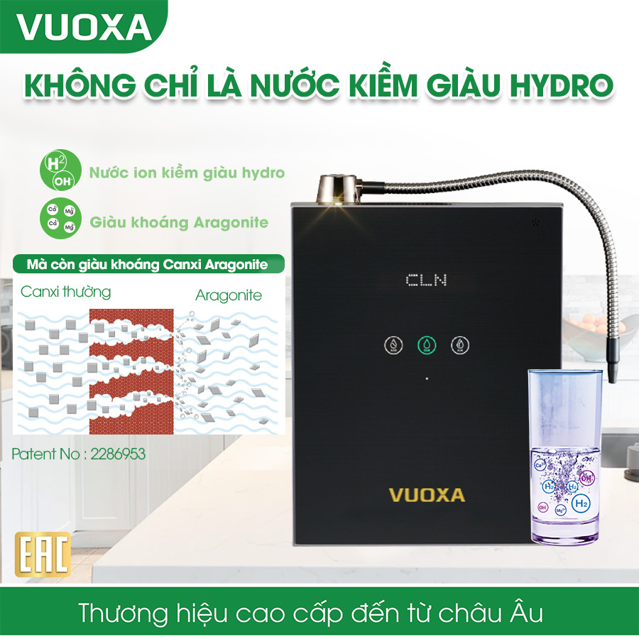 Máy lọc nước ion kiềm giàu hydro vuoxa i5000 giàu khoáng Aragonite