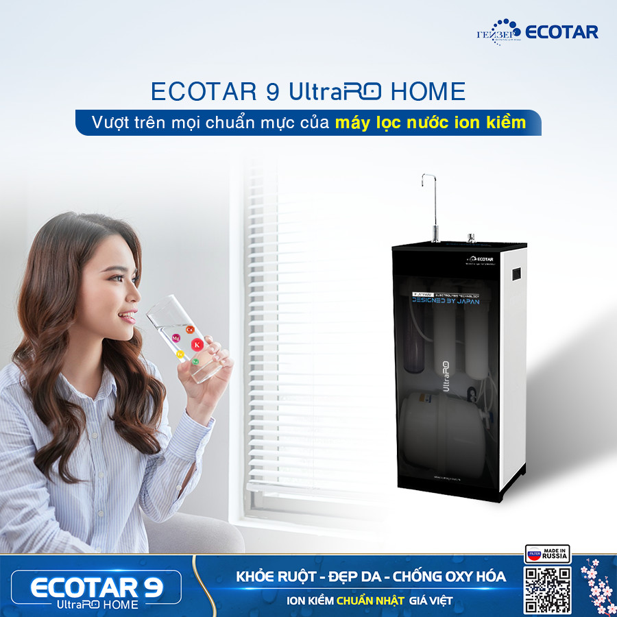 Geyser Ecotar 9 Ultra RO Home thiết kế đẹp mặt, vượt trên mọi chuẩn mực của máy ion kiềm