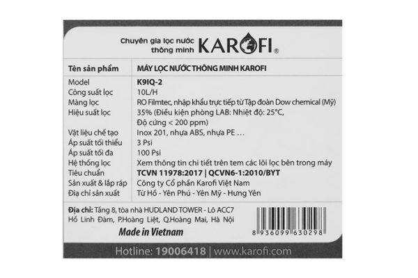 Máy lọc nước Karofi K9IQ-2 IRO 2.0 9 cấp lọc - Hình ảnh 2