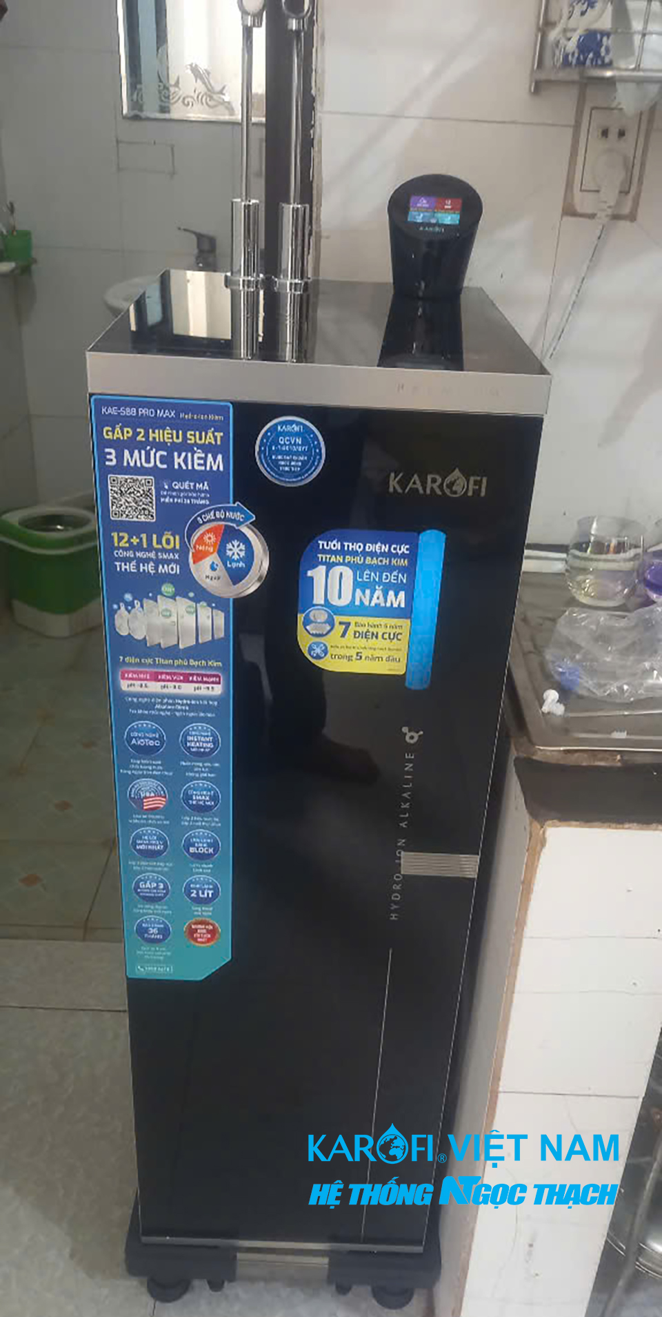 Máy lọc nước nóng lạnh Hydro-ion kiềm Karofi KAE-S88 PROMAX