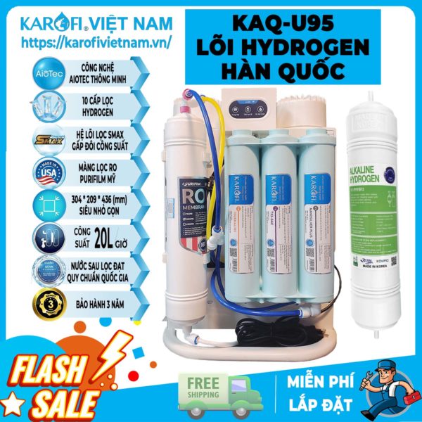 Máy lọc nước thông minh Karofi KAQ-U95 - Lõi Hydrogen Hàn Quốc