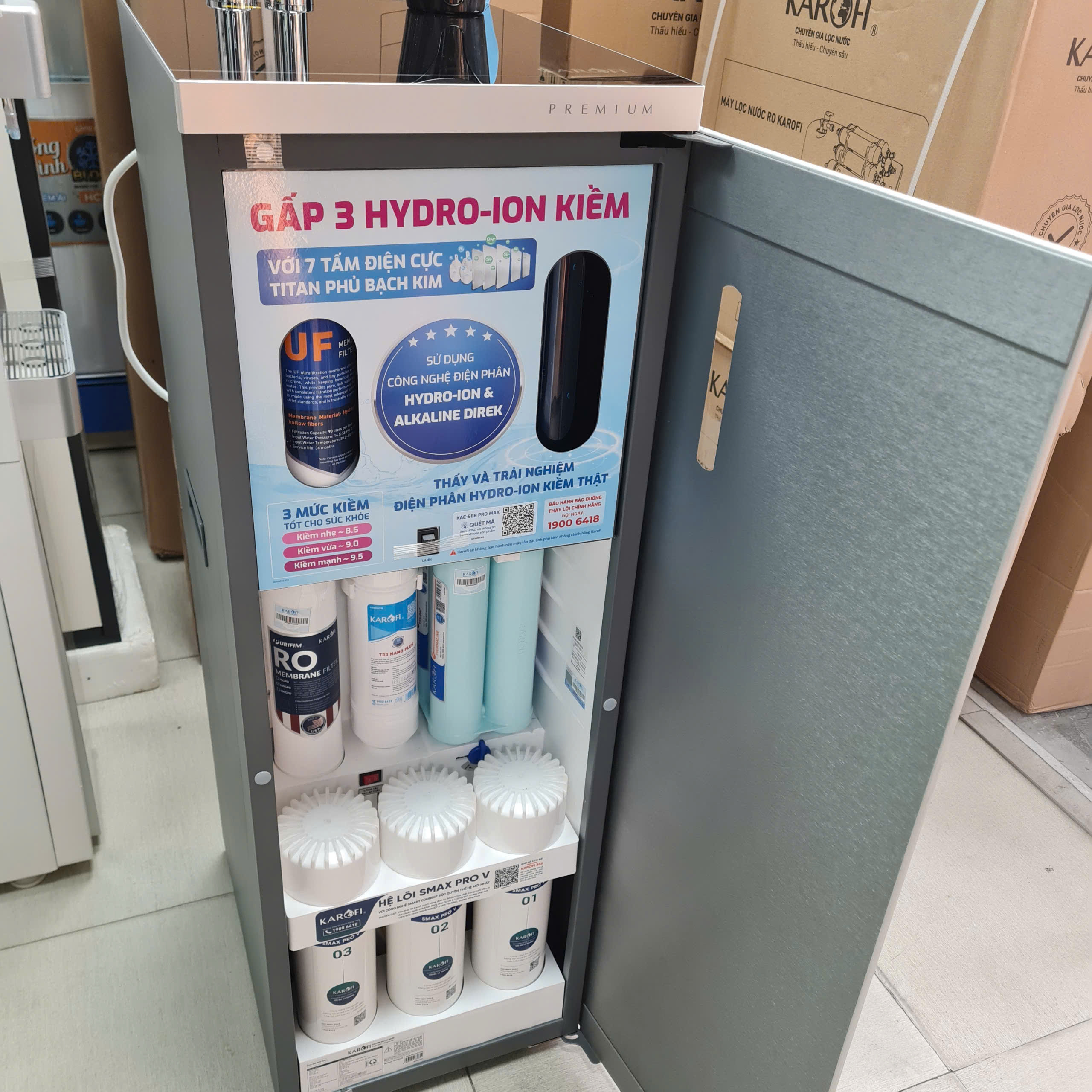 Máy lọc nước nóng lạnh Hydro-ion kiềm Karofi KAE-S88 PROMAX
