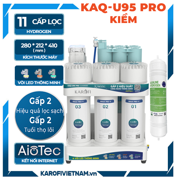 Máy lọc nước RO Karofi KAQ-U95 Pro - Kiềm