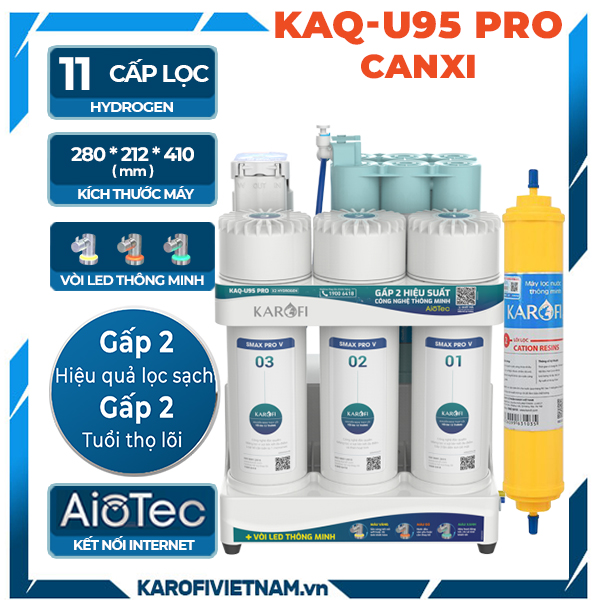 Máy lọc nước RO Karofi KAQ-U95 Pro - Canxi
