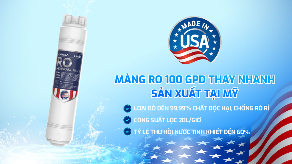 Máy lọc nước Karofi KAQ-U98 Pro - Canxi