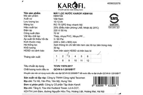 Máy lọc nước Karofi KBW100 - Chuyên xử lý nước lợ, nước mặn - Hình ảnh 6