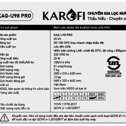 Máy lọc nước Karofi KAQ-U98 Pro - Canxi