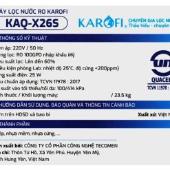 Máy lọc nước Karofi KAQ-X26S