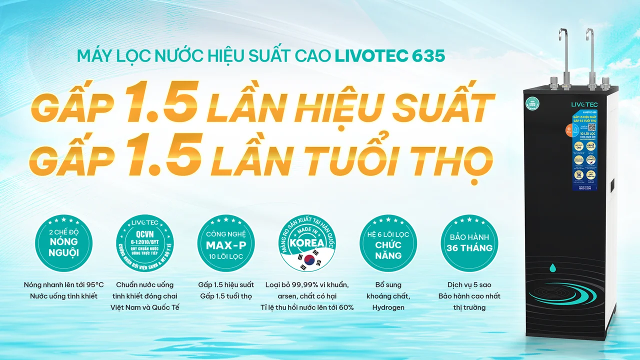 Máy lọc nước nóng nguội Karofi Livotec 635