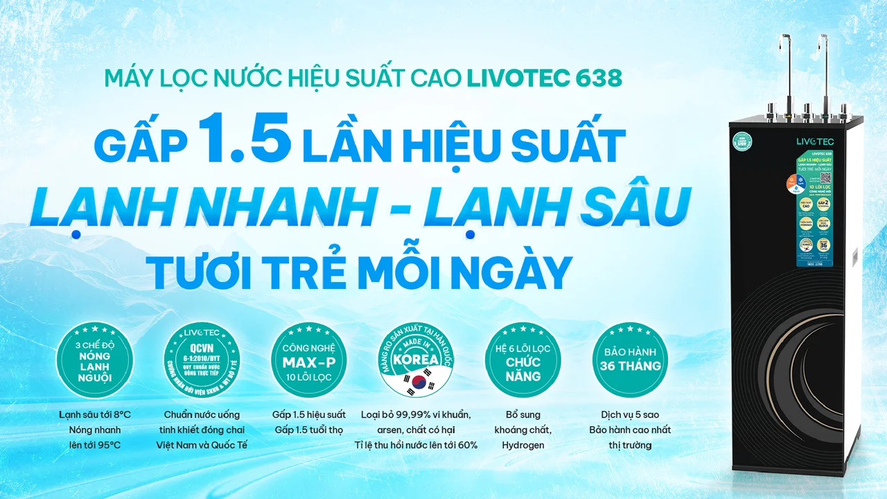 Máy lọc nước nóng lạnh Karofi Livotec 638