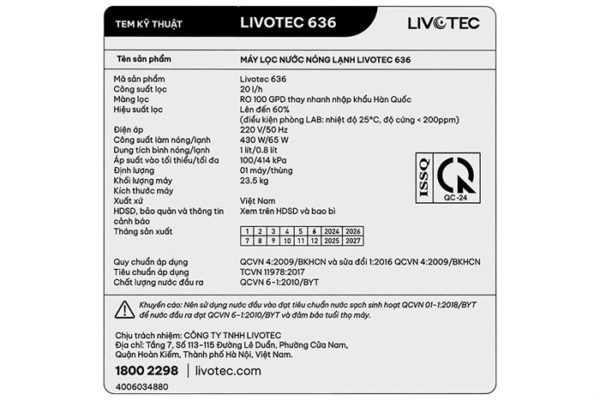 Máy lọc nước nóng lạnh Karofi Livotec 636 - Hình ảnh 9