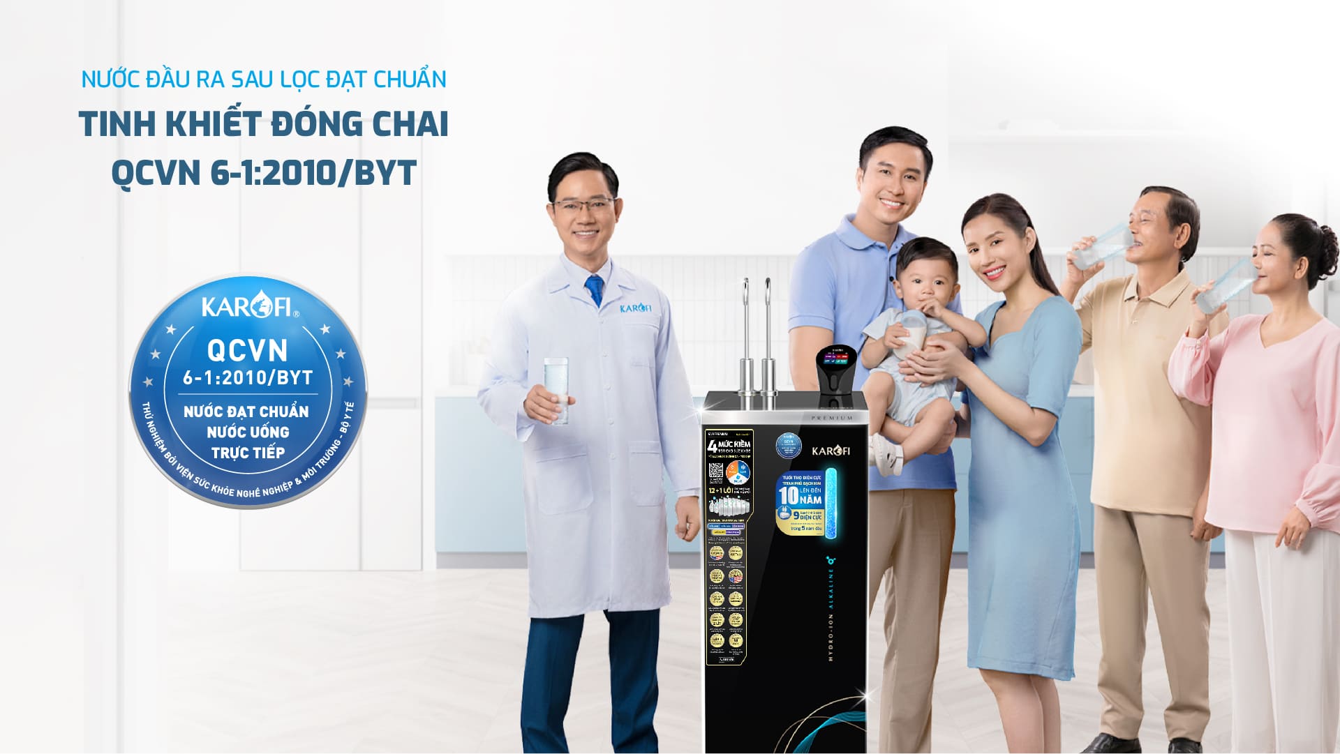 Máy lọc nước nóng lạnh Hydro-ion Kiềm Karofi SA9 PREMIUM