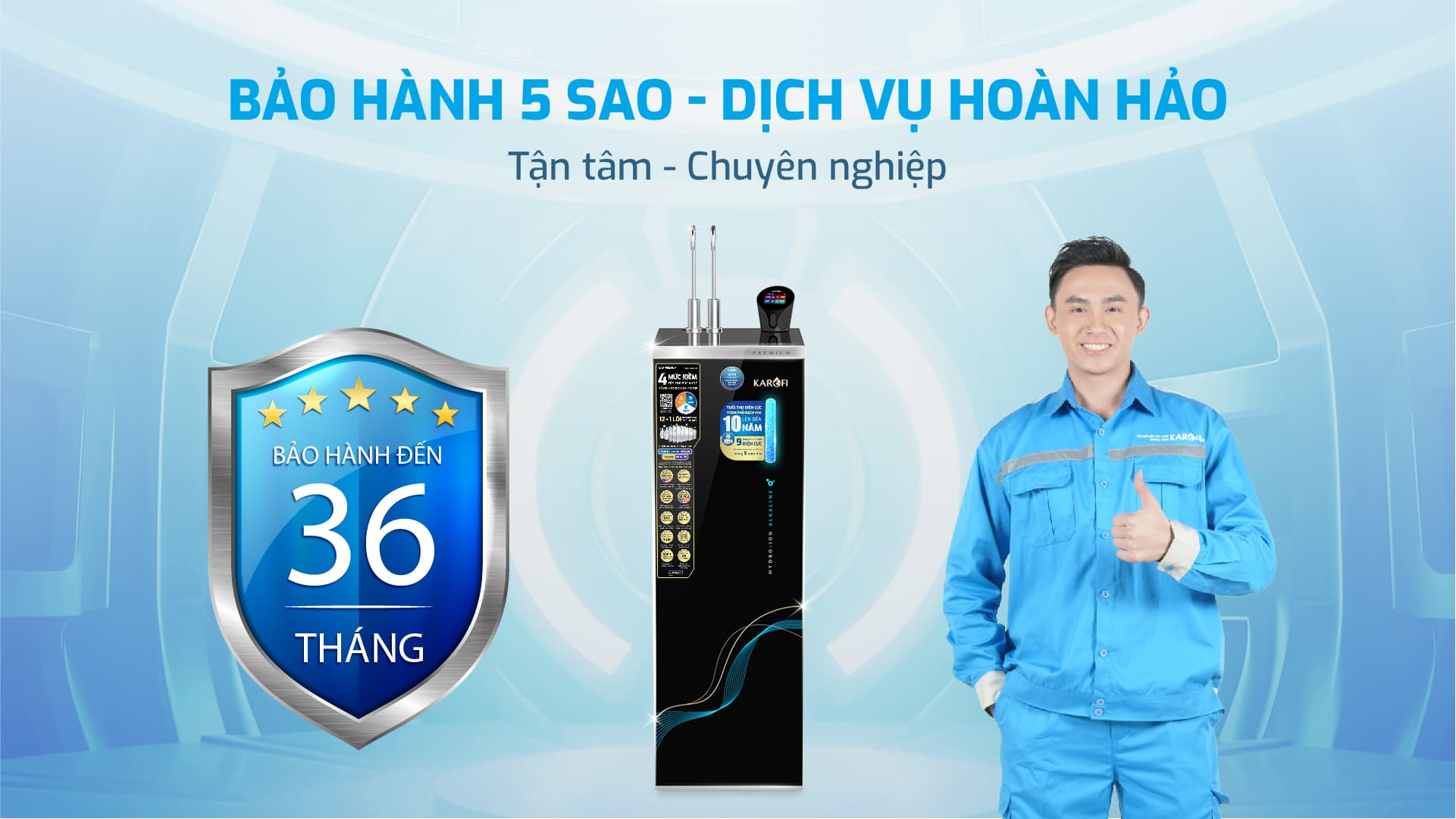 Máy lọc nước nóng lạnh Hydro-ion Kiềm Karofi SA9 PREMIUM