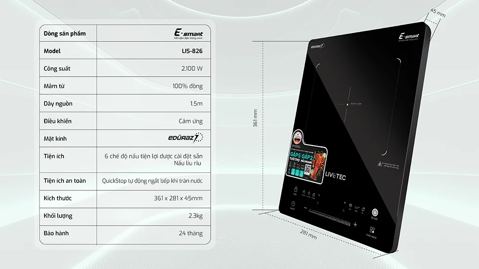 Bếp từ đơn Livotec E-smart LIS-826