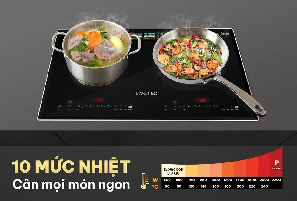 Bếp từ đôi Livotec E-smart LID-990M