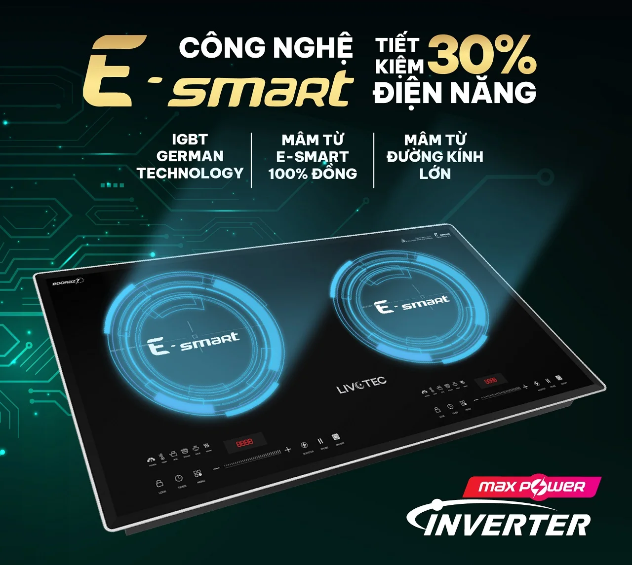 Bếp từ đôi Livotec E-smart LID-980M
