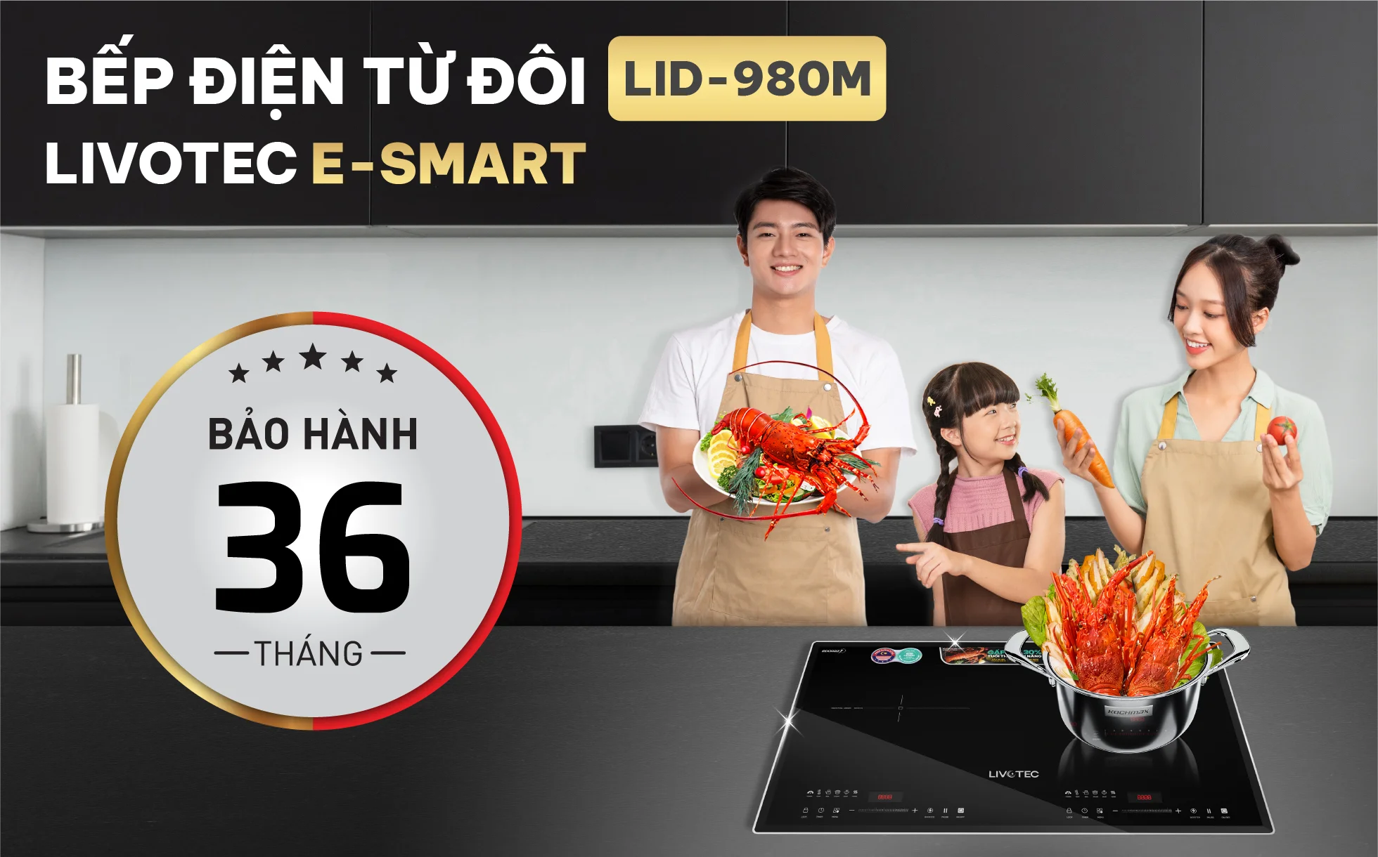 Bếp từ đôi Livotec E-smart LID-980M