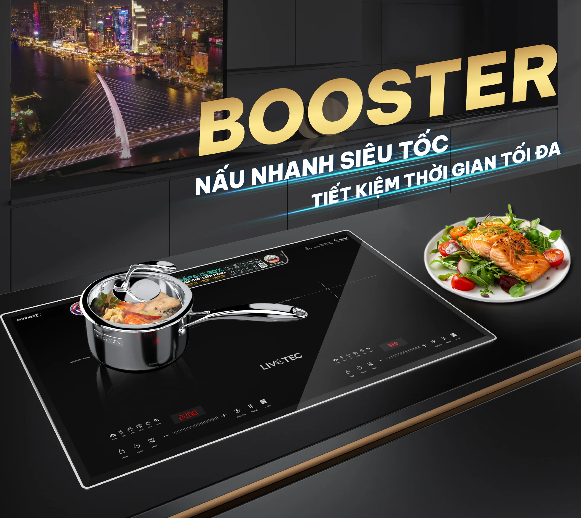 Bếp từ đôi Livotec E-smart LID-980M