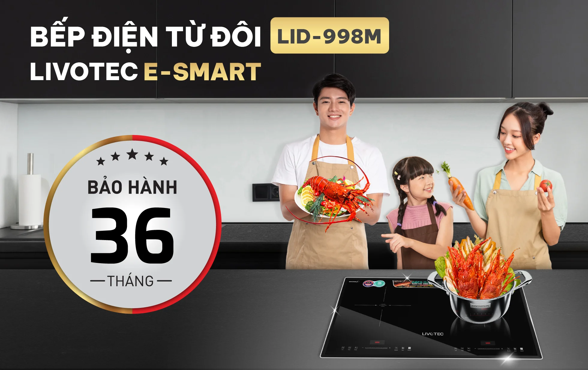 Bếp từ đôi Livotec E-smart LID-998M