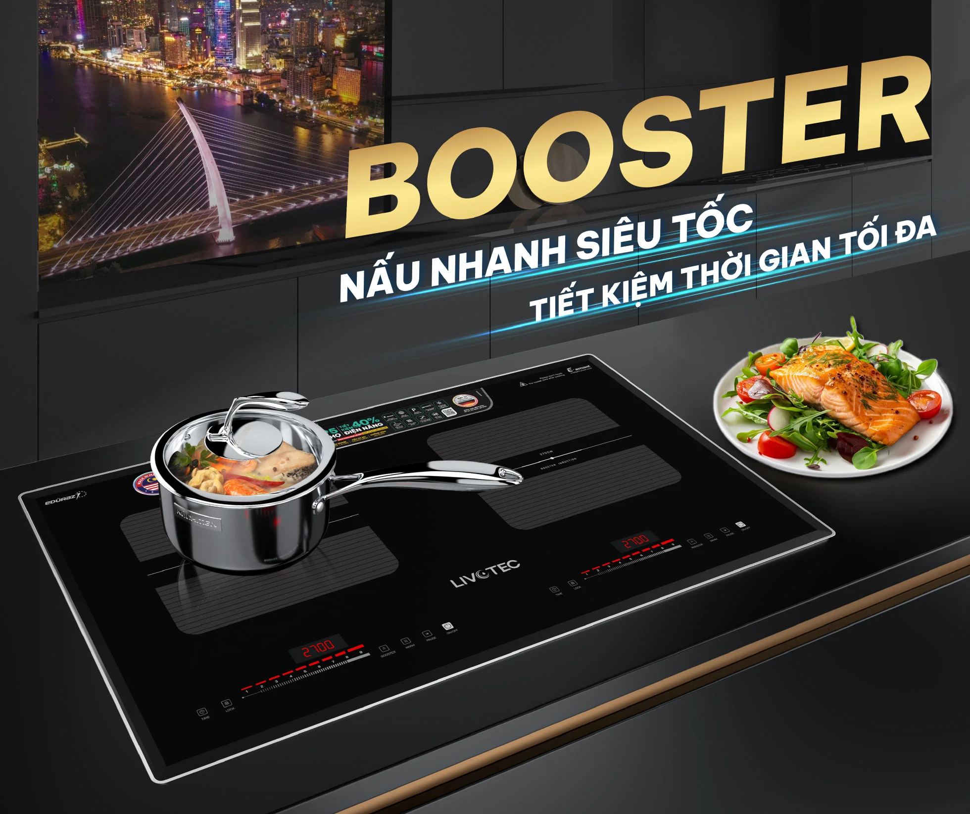 Bếp từ đôi Livotec E-Smart LID-999M