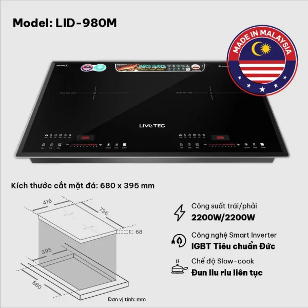 Bếp từ đôi Livotec E-smart LID-980M - Hình ảnh 6