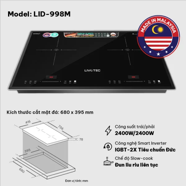 Bếp từ đôi Livotec E-smart LID-998M - Hình ảnh 5
