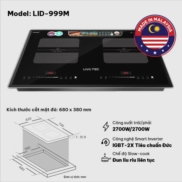 Bếp từ đôi Livotec E-Smart LID-999M - Hình ảnh 5