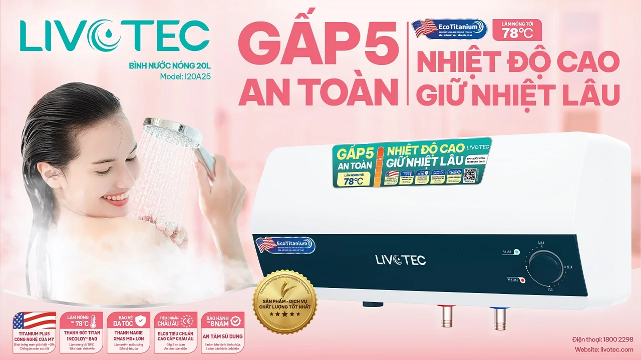 Bình nước nóng gián tiếp Livotec LWH-I20A25