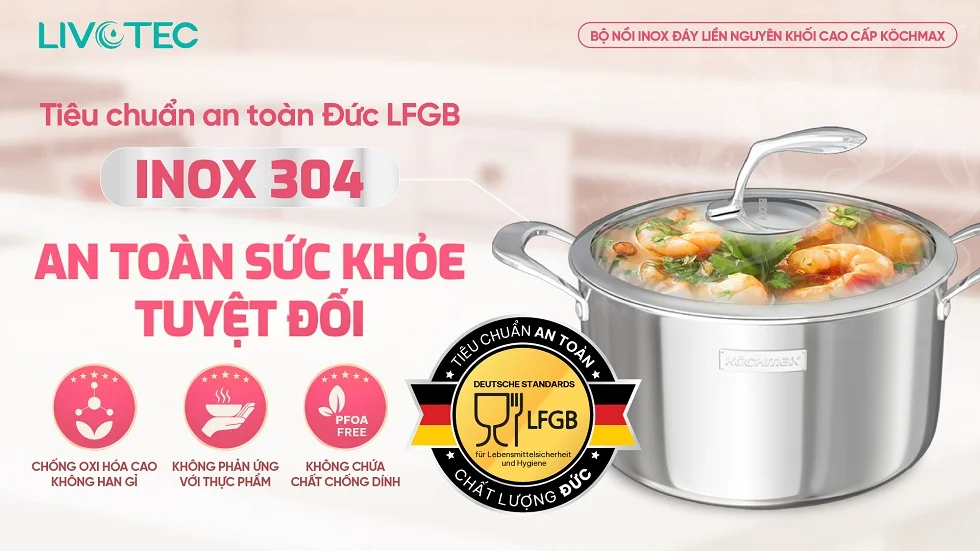 Bộ nồi inox cao cấp Kochmax KMC-866