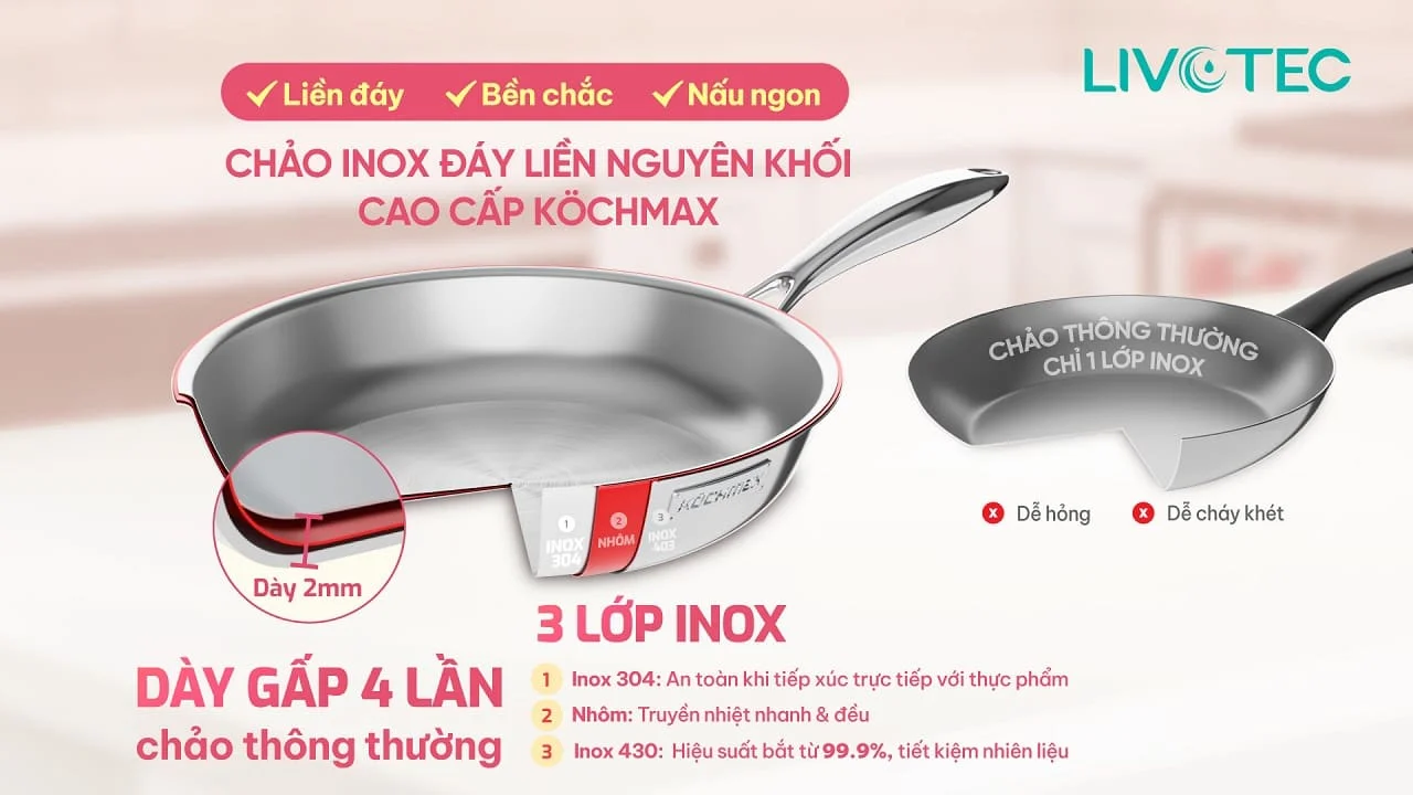 Chảo inox cao cấp Kochmax KMP-28